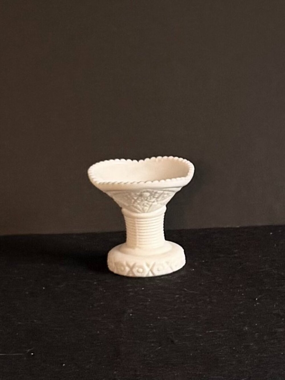 Vintage McKee White Milk Glass Pedestal Vase Concord Pattern